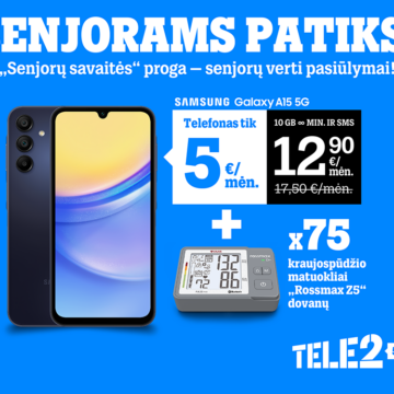 Išskirtinis „Tele2“ pasiūlymas senjorams: telefonas už 5 eurus per mėnesį ir nemokami renginiai